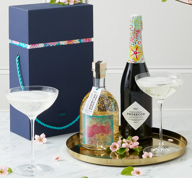 Marks And Spencer Glitter Globe Cherry Blossom Gin, Prosecco and Gift Box