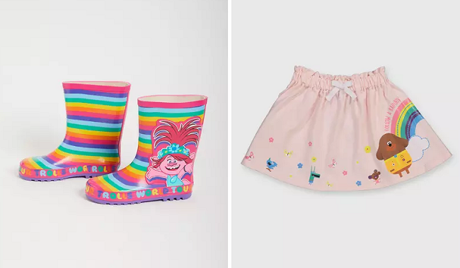 Trolls wellies and Hey Duggee skirt from Tu Clothing