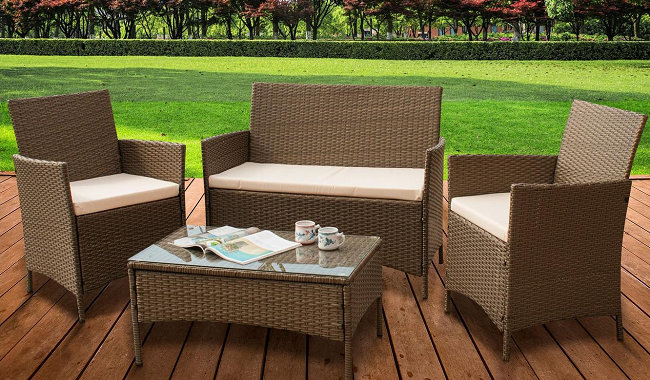 4 Piece Rattan Garden Furniture Set from Studio