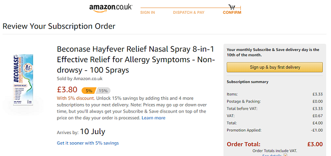 Beconase Hayfever Relief Nasal Spray From £2.97 (Using Voucher) @ Amazon