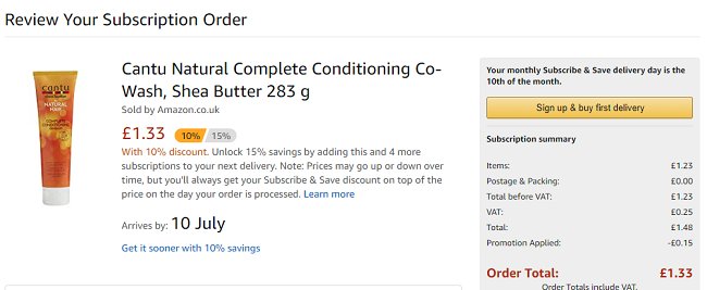 Cantu Natural Complete Conditioning Co-Wash Shea Butter £1.33 @ Amazon
