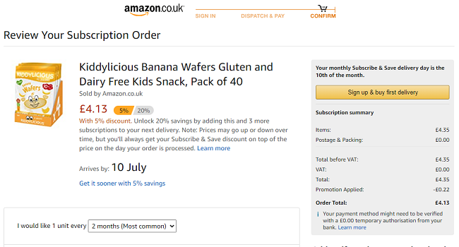 Pack Of 40 Kiddylicious Banana Wafers £4.13 @ Amazon