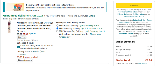 Maybelline Instant Anti Age Eraser Eye Concealer From £3.98 @ Amazon