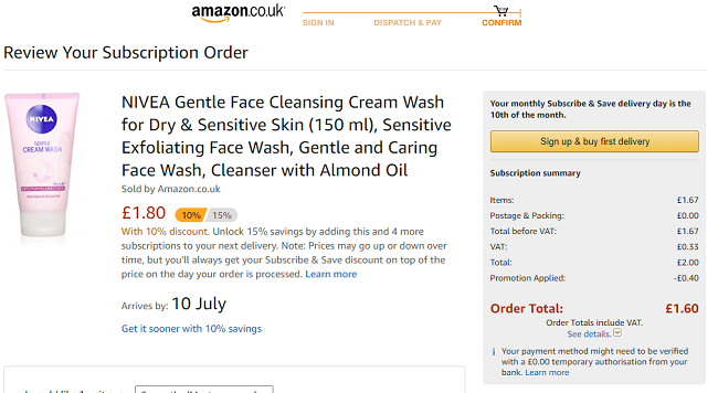 NIVEA Gentle Face Cleansing Cream Wash for Dry & Sensitive Skin 150ml £1.60 @ Amazon