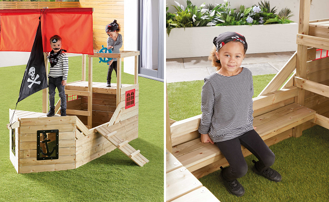 Pirate Galleon Wooden Playhouse 179.99 Aldi