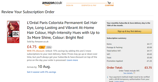 L'Oréal Paris Colorista Permanent Gel Hair Dye (Various Shades) £3.75 @ Amazon