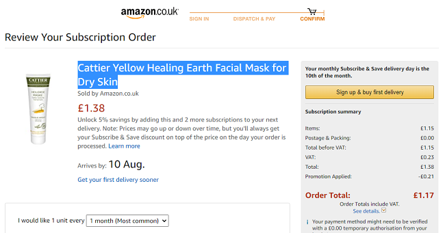 Cattier Yellow Healing Earth Facial Mask For Dry Skin £1.17 @ Amazon