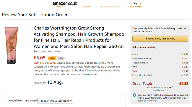 Charles Worthington Grow Strong Activating Shampoo £4.52 @ Amazon