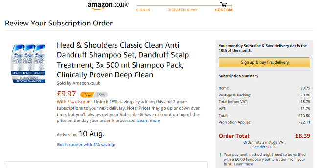 Head & Shoulders Classic Clean Anti Dandruff Shampoo Set £8.39 @ Amazon