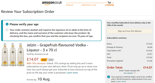 Three Bottles Of Jelzin Grapefruit Flavoured Vodka Liqueur £14.07 @ Amazon