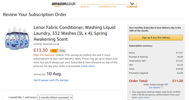 FOUR 3L Bottles Of Lenor Spring Awakening Fabric Conditioner £11.20 @ Amazon