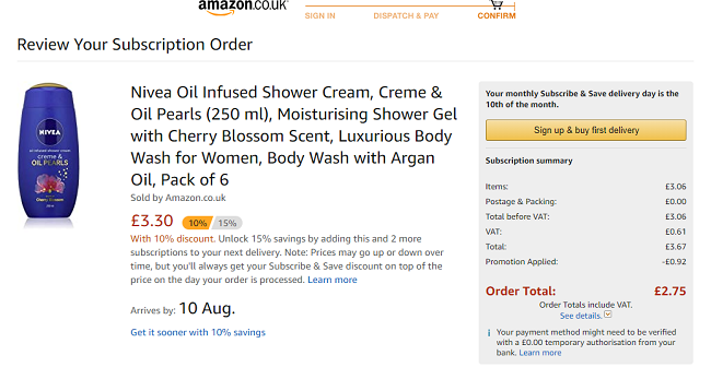 Nivea Oil Infused Shower Cream Pack of 6 £2.75 @ Amazon