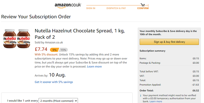 Two 1kg Jars Of Nutella £6.52 @ Amazon