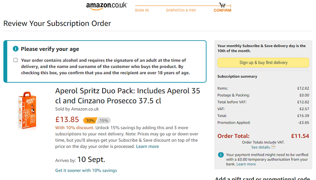 Aperol Spritz Duo Pack £11.54 @ Amazon