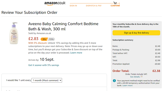 Aveeno Baby Calming Comfort Bedtime Bath & Wash 300ml £
