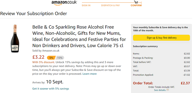 Belle & Co Sparkling Rose Alcohol Free Wine From £2.37 @ Amazon