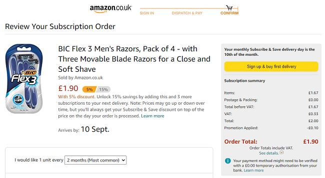 Pack of 4 BIC Flex 3 Men's Razors £1.90 @ Amazon