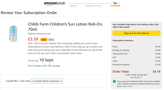 Childs Farm Children's Sun Lotion Roll-On 70ml From £4.19 @ Amazon