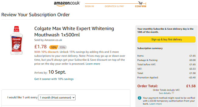 Colgate Max White Expert Whitening Mouthwash 500ml £1.58 @ Amazon
