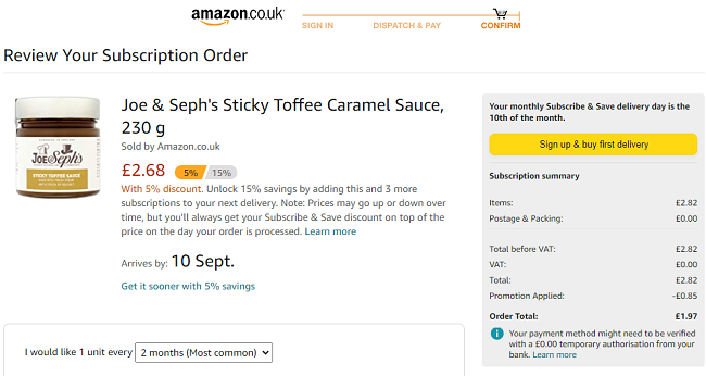 Joe & Seph's Sticky Toffee Caramel Sauce 230g £1.97 @ Amazon