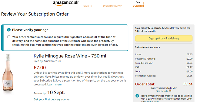 Kylie Minogue Rose Wine £5.34 @ Amazon