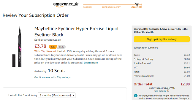 Maybelline Hyper Precise Liquid Eyeliner Black £2.98 @ Amazon