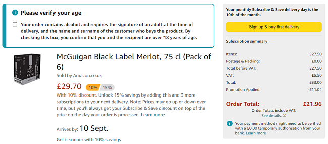 McGuigan Black Label Merlot 75cl (Pack of 6) £21.96 @ Amazon 