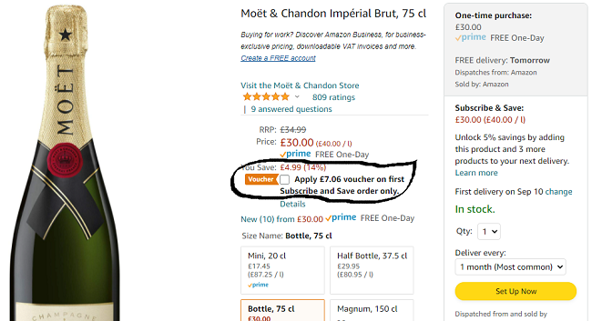 Moët & Chandon Impérial Brut 75cl £22.94 Delivered (With Voucher) @ Amazon