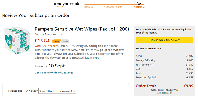 15 Packs Of Pampers Sensitive Wet Wipes £9.99 @ Amazon