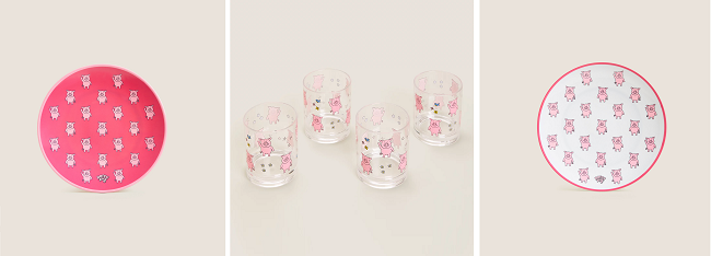 Percy Pig dinner plates, tumblers and side plates from Marks and Spencer