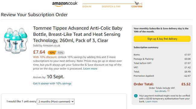 Pack of 3 Tommee Tippee Advanced Anti-Colic Baby Bottles 260ml £5.52 @ Amazon
