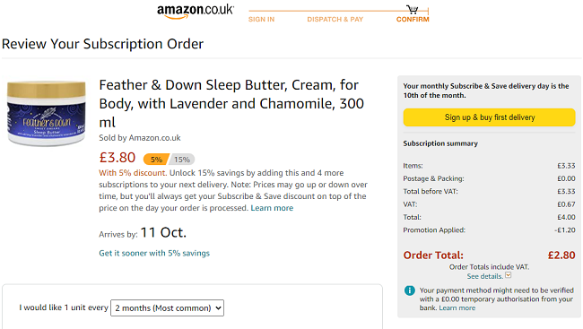 Feather & Down Sleep Butter £2.80 @ Amazon