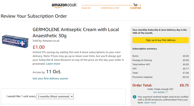 Germolene Antiseptic Cream With Local Anaesthetic 75p @ Amazon