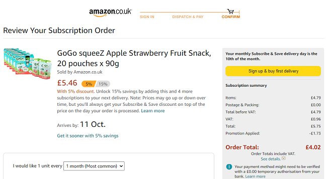 GoGo squeeZ Apple Strawberry Fruit Snack 20 pouches £4.02 @ Amazon