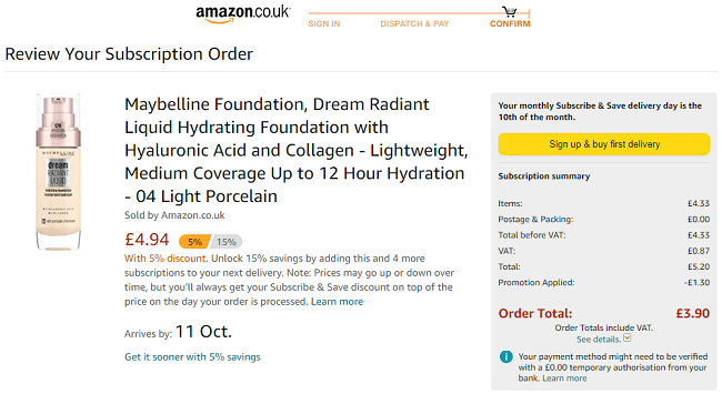 Maybelline Dream Radiant Liquid Hydrating Foundation From £3.90 @ Amazon