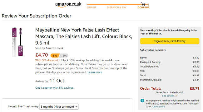 Maybelline New York The Falsies Lash Lift Mascara £3.71 @ Amazon