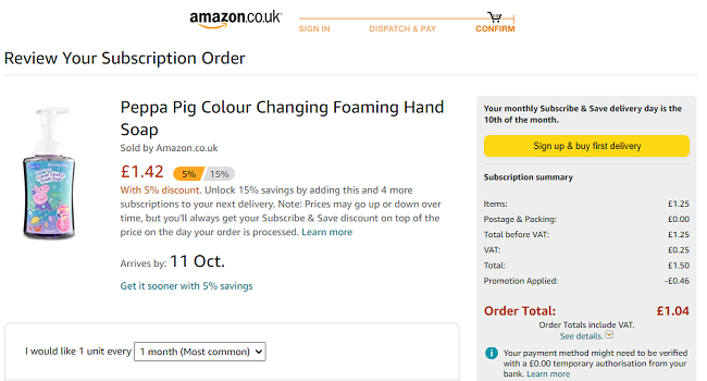 Peppa Pig Colour Changing Foaming Hand Soap £1.04 @ Amazon