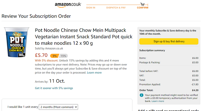 12 Chinese Chow Mein Pot Noodles £4.20 @ Amazon