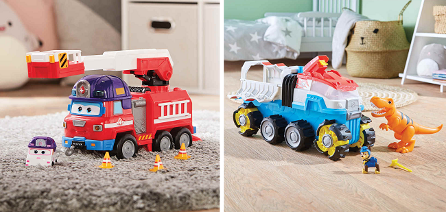 Super Wings Rescue Riders Playset and Paw Patrol Dino Patroller