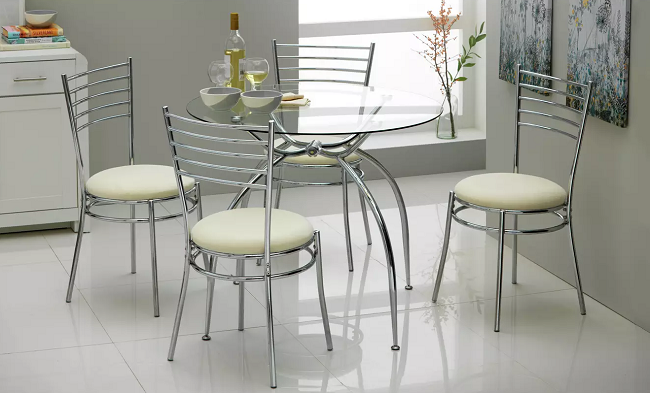 Argos Home Lusi Glass Dining Table & 4 White Chairs
