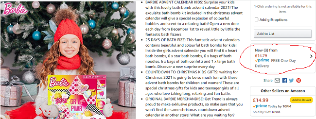 Barbie Color Reveal Bath Bomb Advent Calendar £14.79 @ Amazon Store: Get-Trend