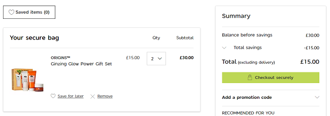 Two Origins Ginzing Glow Power Gift Set For £15 @ Marks And Spencer