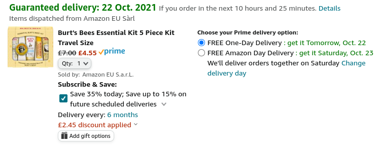Burt's Bees Essential Gift Set Now £4.55 (Using Voucher) @ Amazon