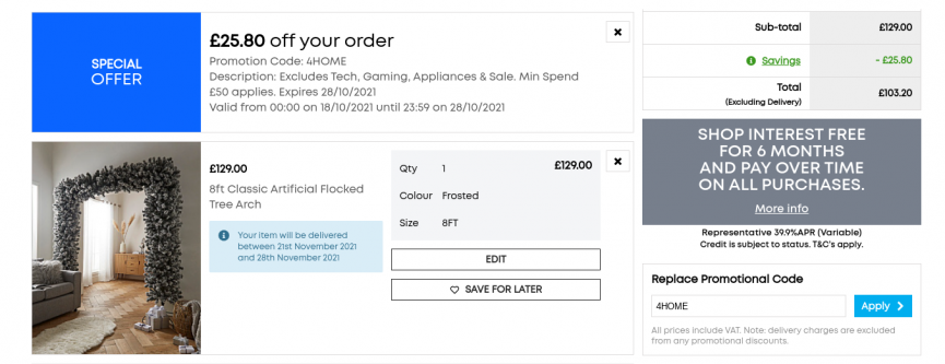 8ft Classic Artificial Flocked Christmas Tree Arch @ Home Essentials