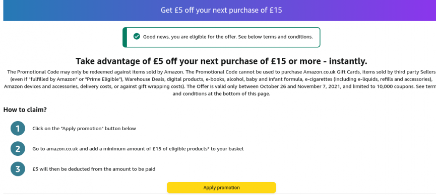 £5 Off £15 @ Amazon (Selected Accounts) 