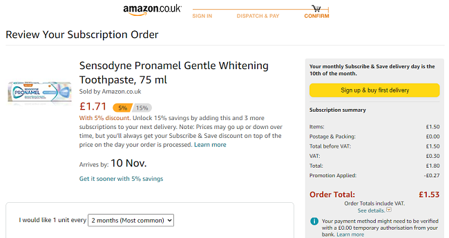 Sensodyne Pronamel Gentle Whitening Toothpaste £1.53 @ Amazon
