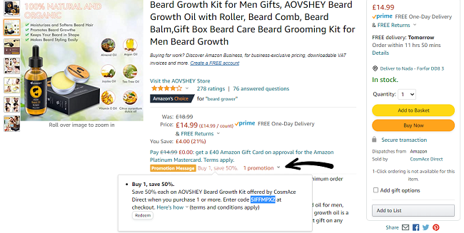 AOVSHEY Beard Gift Set £7.49 @ Amazon Store: CosmAce Direct