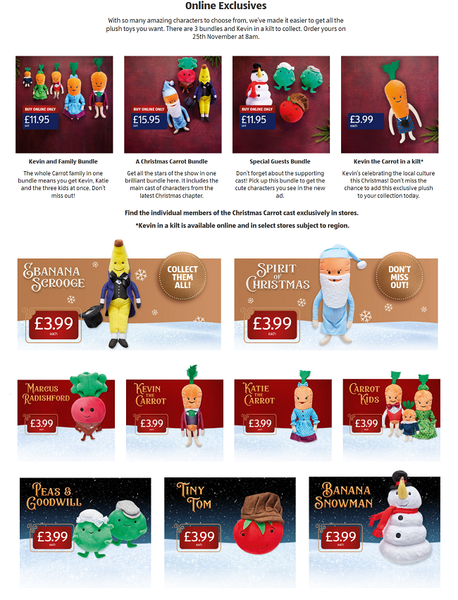 Screenshot of Kevin the Carrot toys from Aldi