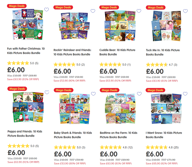 Screenshot of book bundles at The Works