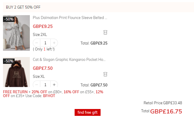 Black Friday: Buy Two Get 50% Off Selected Items @ Shein